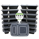 Freshware Meal Prep Containers [15 Pack] 2 Compartment with Lids, Food Containers, Lunch Box | BPA Free | Stackable | Bento Box, Microwave/Dishwasher/Freezer Safe, Portion Control, 15 day fix (25 oz)